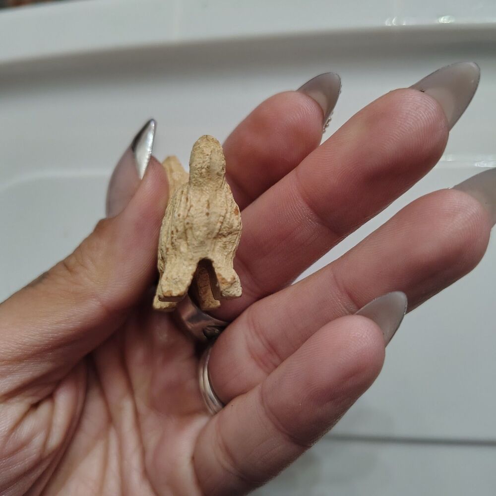 VTG Antique Hand Carved Small Terracotta Scottie Dog Figurine Black Collar - Picture 5 of 7